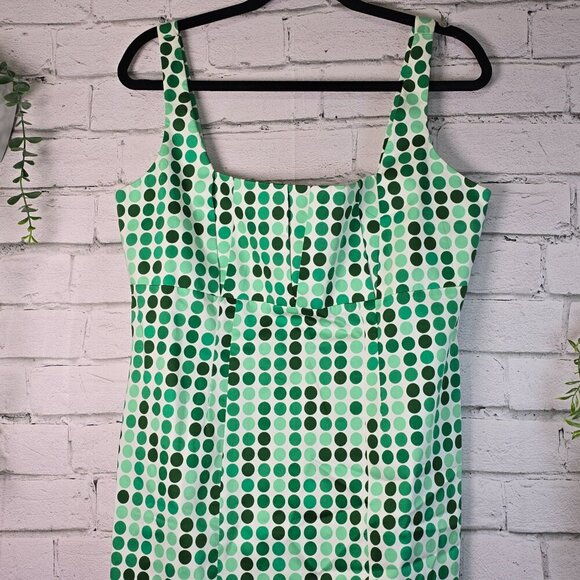 CALVIN KLEIN GREEN POLKA DOT SHEATH DRESS SLEEVELESS, BACK ZIPPER, SIZE 12 - Picture 4 of 8